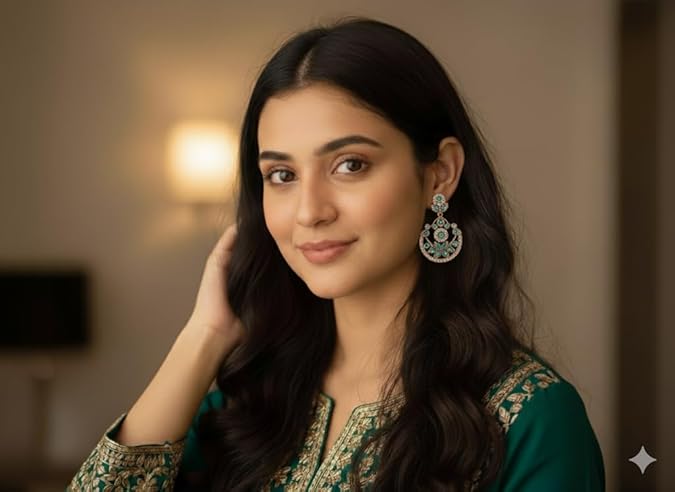 Oxidized Jhumka Earrings with Ear Chain for Women & Girls | Traditional Kaan Chain Earrings