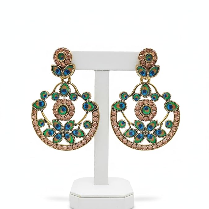 Oxidized Jhumka Earrings with Ear Chain for Women & Girls | Traditional Kaan Chain Earrings